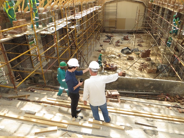 construction operators on building site